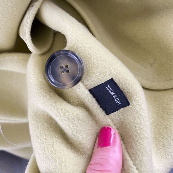 Vintage Linda Allard Ellen Tracy Wool Pea Coat Green Double-Breasted 14 - Picture 7 of 7